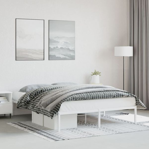 vidaXL Kovový rám postele biely 150x200 cm