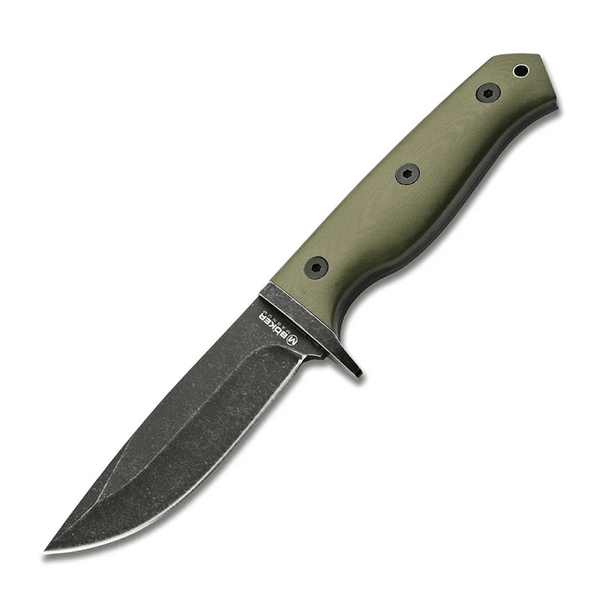Magnum 02SC339 Bushcraft Drop outdoorový nôž 10,8 cm, čierny Stonewash, zelená, G10, puzdro Kydex