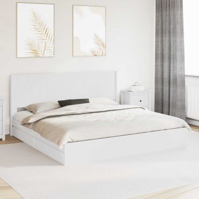 vidaXL Posteľový rám s úložným priestorom a čelom Biela 180 x 200 cm