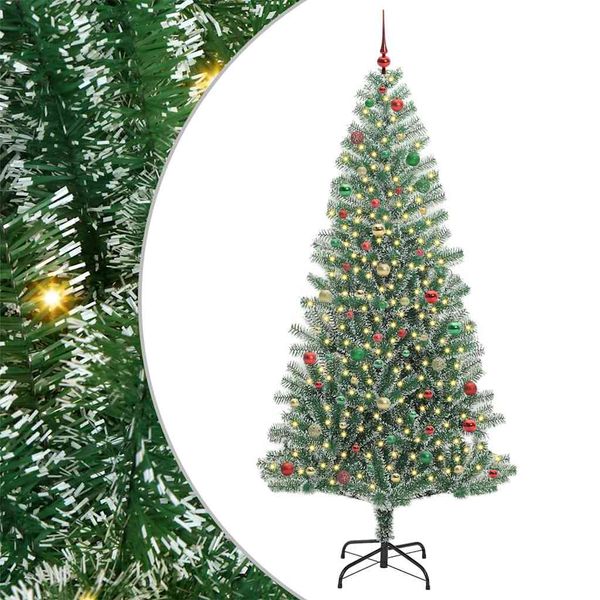 vidaXL Umelý vianočný stromček, snehom obalený, s LED svetlom 240 cm