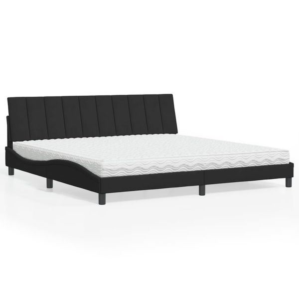 vidaXL Posteľ s matracom Hanko čierna 200x200 cm zamat