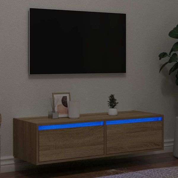 vidaXL TV skrinka s LED svetlami dub sonoma 100X35,5x25 cm