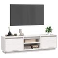 vidaXL TV stolík biely 140x35x40 cm masívna borovica