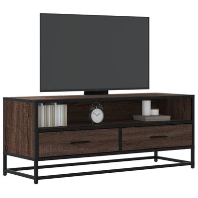 vidaXL TV skrinka hnedý dub 100x34,5x40 cm kompozitné drevo a kov