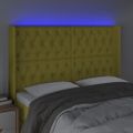 vidaXL Čelo postele s LED zelené 163x16x118/128 cm látka