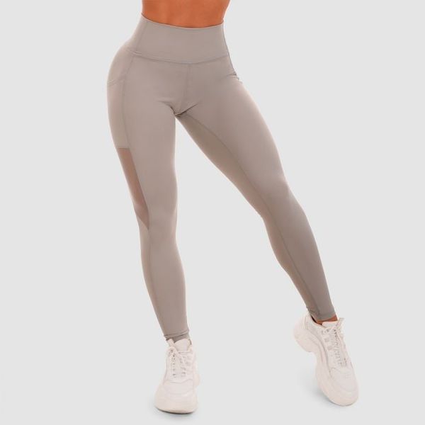 Dámske legíny Mesh Panel grey - GymBeam, veľkosť S, veľkosť oblečenia S