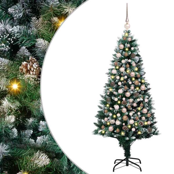 vidaXL Umelý vianočný stromček Zelená 180 cm PVC a Oceľ a Plast