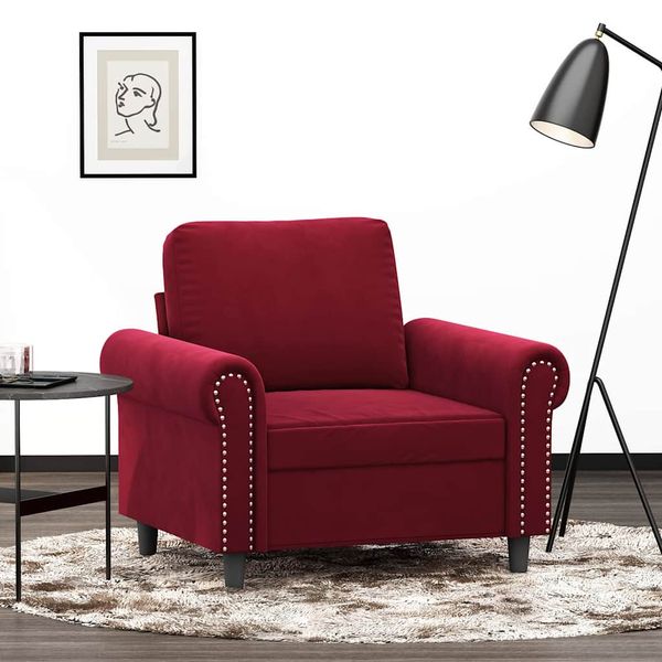 vidaXL Kreslo vínovo-červené 60 cm zamat