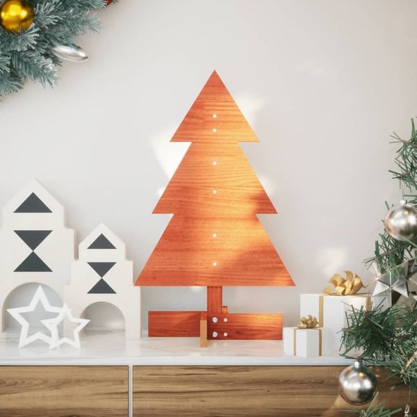 vidaXL Drevený vianočný stromček voskovohnedý 60 cm masívna borovica
