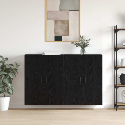 vidaXL Nástenná skrinka Nástenný 2 pcs Čierny dub 69,5 x 34 x 90 cm