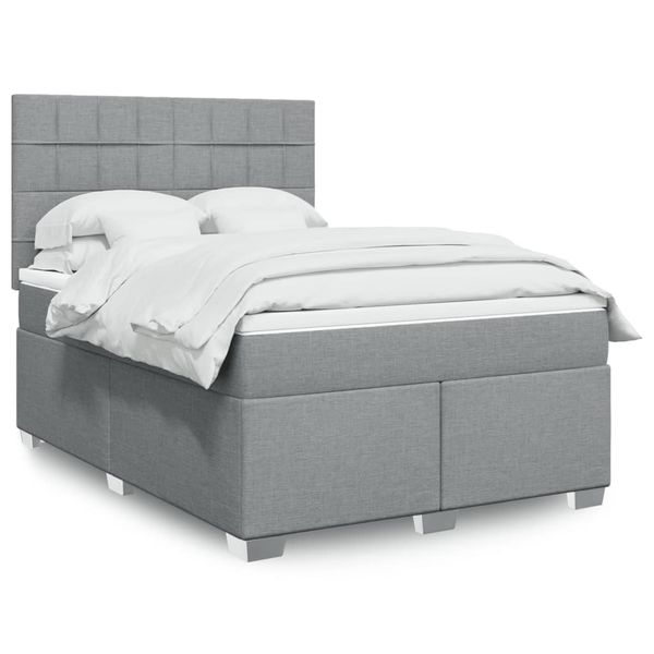 vidaXL Boxspring posteľ s matracom svetlosivá 100x200 cm látka