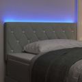 vidaXL LED hlavová doska s LED pásikmi Svetlosivá 90 cm Zamat