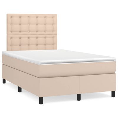 vidaXL Boxspring posteľ+matrac, kapučínová 120x190cm, umelá koža