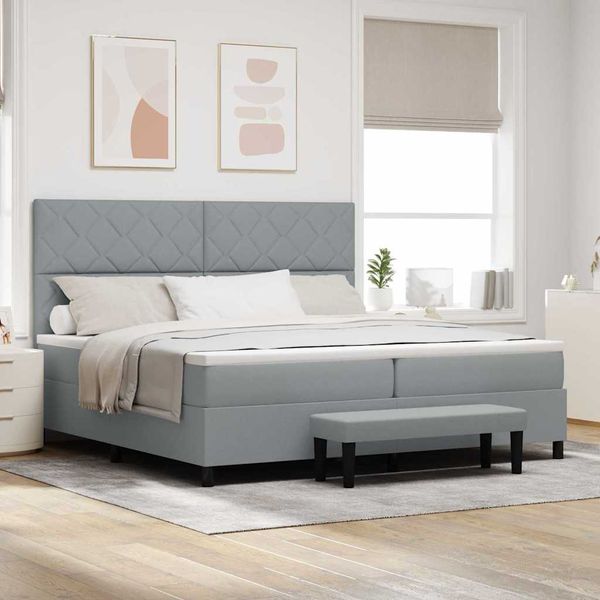 vidaXL Posteľ s pružinovým rámom Svetlosivá 200 x 200 cm látka