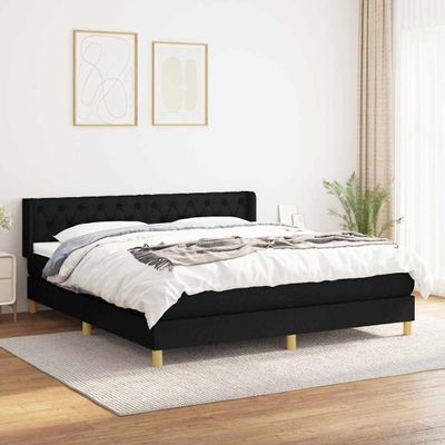 vidaXL Posteľný rám boxspring s matracom čierny 160x200 cm látka