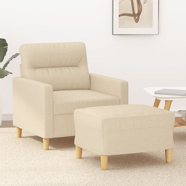 vidaXL Kreslo s podnožkou krémové 60 cm látkové