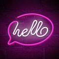 Neon LED Light HELLO pink white Bat + USB FLNE15 Forever Light