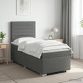 vidaXL Posteľ boxspring s matracom Tmavosivá Jednoduchý Látka
