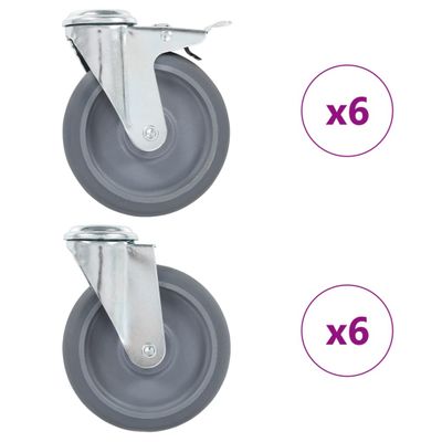 vidaXL Otočné kolieska s otvorom na skrutku 12 ks 125 mm