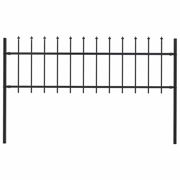 vidaXL Záhradný plot s vrchnou časťou z ocele 181x60 cm čierny