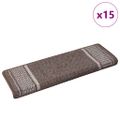 vidaXL Samolepiace schodové rohože 15 ks 65 x 21 x 4 cm Non-Slip Hnedá