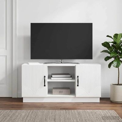 vidaXL TV skrinka 102 x 34,5 x 47 cm Biela s vysokým leskom
