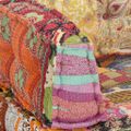 vidaXL Taburetka, patchwork, látka