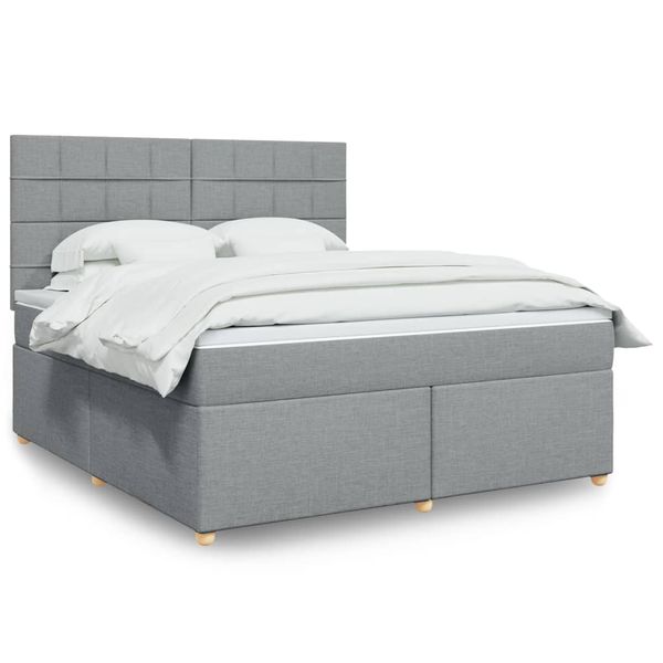 vidaXL Boxspring posteľ s matracom bledosivá 180x200 cm látka