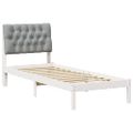 vidaXL Rám postele s čalúneným čelom s čelnou doskou Biela 75 x 190 cm