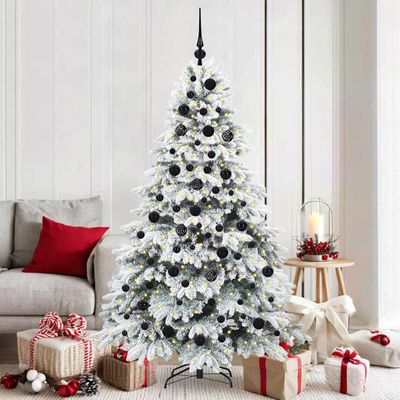 vidaXL Umelý vianočný stromček s 300 LED-i Biela 180 cm PE a PVC