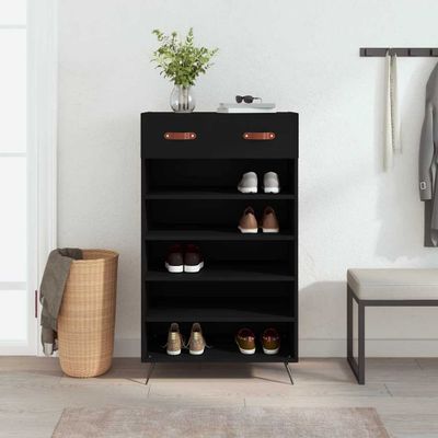 vidaXL Botník čierny 60x35x105 cm kompozitné drevo