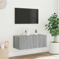 vidaXL TV nástenná skrinka s LED svetlami sivá sonoma 80x35x31 cm