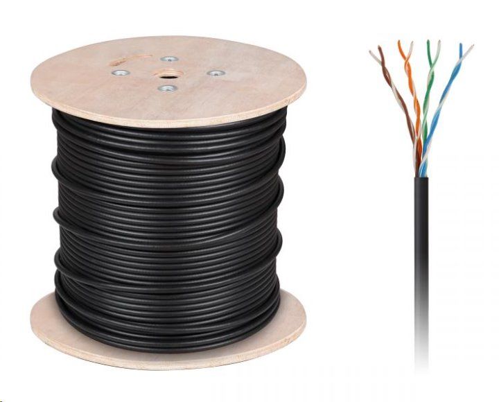 UTP Kabel CAT5E Cabletech 0,512 mm  --METRÁŽ-- černý, venkovní