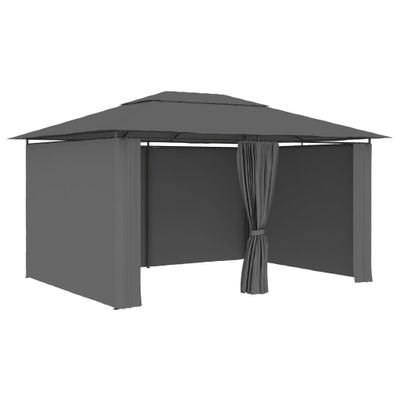 vidaXL Záhradný prístrešok so závesmi 4x3 m, antracitový