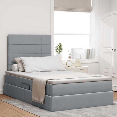 vidaXL Postel s úložným prostorem a matrací Svetlosivá 120 x 200 cm