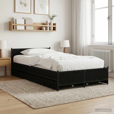 vidaXL Rám postele s čelom Čierny dub 80 x 200 cm Kompozitné drevo
