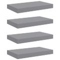 vidaXL Plávajúce nástenné police 4 ks, sivé 40x23,5x3,8 cm, MDF