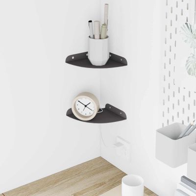 vidaXL Závesná polica s poličkou 2 pcs Čierny 15 x 15 x 2 cm