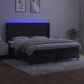 vidaXL Posteľ boxsping s matracom a LED čierna 180x200 cm zamat