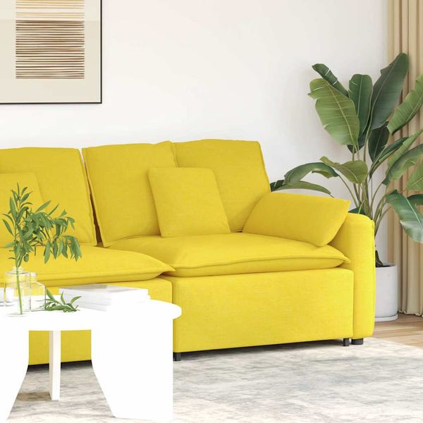 vidaXL Modulová opierka na ruky s vankúšmi, svetložltá, 100 cm