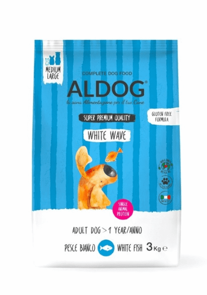 Aldog 2D-WW3M White Wave M/L granule pre dospelých psov, stredné/veľké plemená, biela ryba, 3 kg