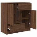 vidaXL Komoda so zásuvkami a dvierkami, hnedý dub 70,5x34x74,5 cm