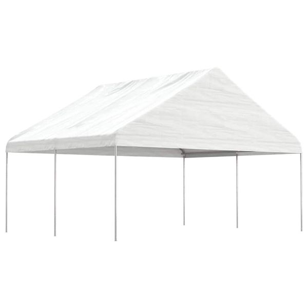 vidaXL Altánok so strechou, biely 4,46x5,88x3,75 m, polyetylén