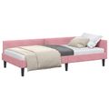 vidaXL Rohový rám postele s čelnou doskou Ružová 90 cm x 190 cm Zamat