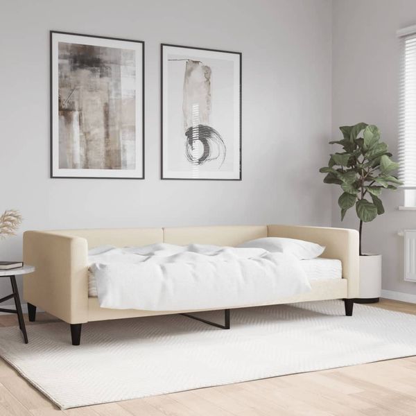 vidaXL Denná posteľ s matracom krémová 100x200 cm látka