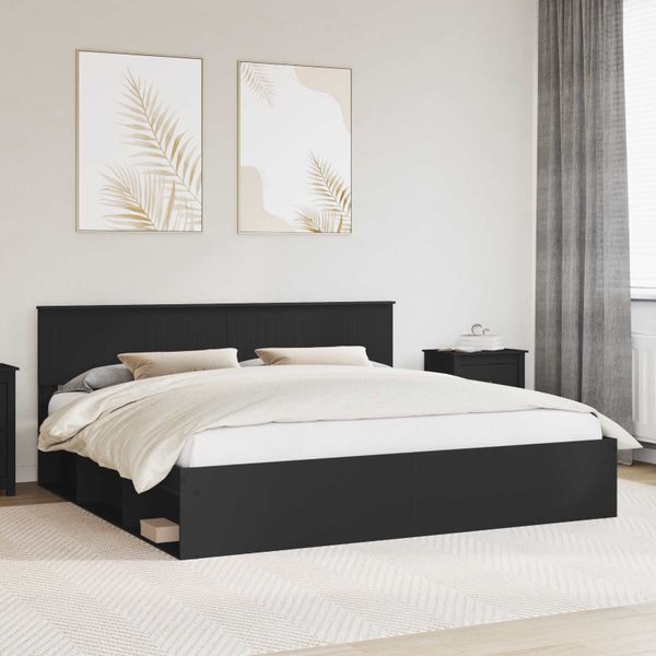 vidaXL Rám postele Čierna 200 x 200 cm Masívne borovicové drevo