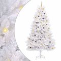 vidaXL Umelý Sklápací Vianočný Stromček LED Biela 138 x 138 x 300 cm