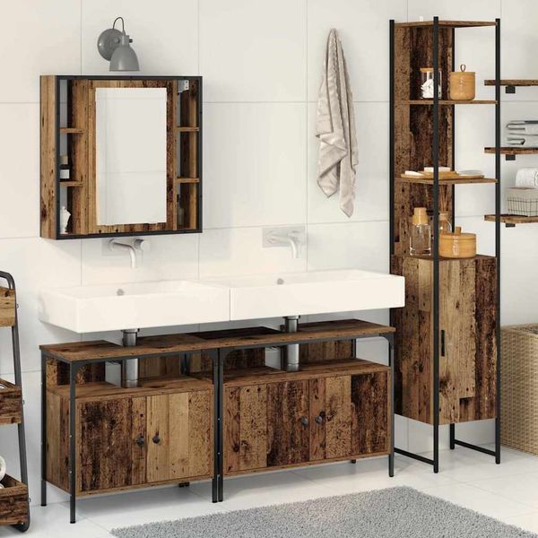 vidaXL Sada kúpeľňového nábytku 4 pcs Staré drevo Kompozitné drevo