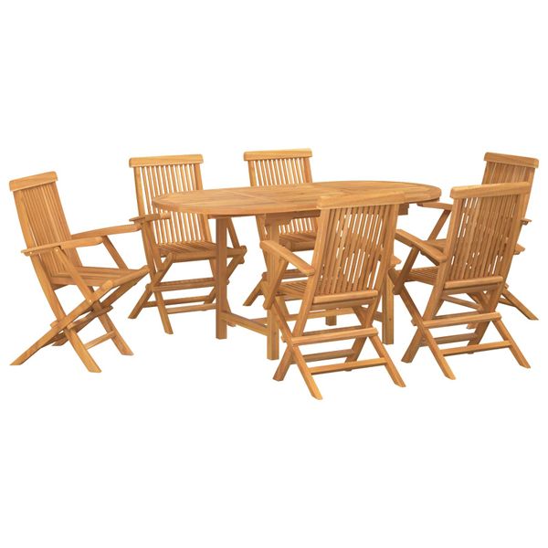 vidaXL Záhradný jedálenský set 7 pcs Hnedá Husté teakové drevo