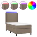 vidaXL Posteľ boxsping s matracom a LED sivohnedá 80x200 cm látka